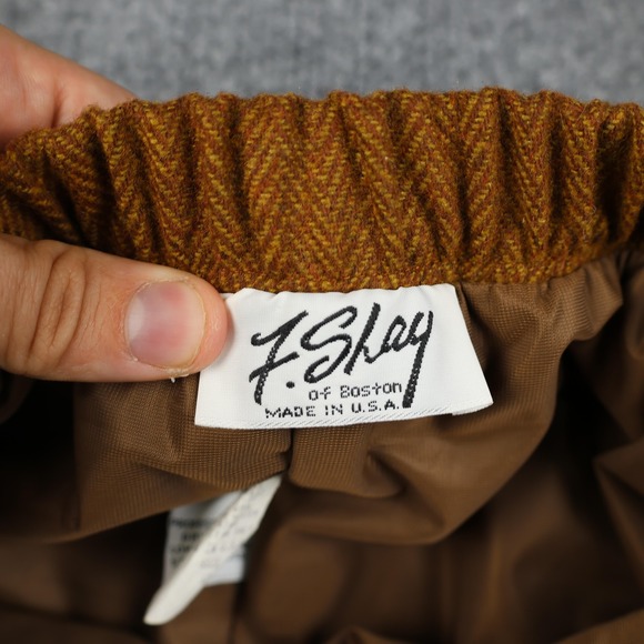 F. Shay of Boston Skirt Womens 12 Brown Wool Herringbone A-Line Lined Made USA - Picture 7 of 11